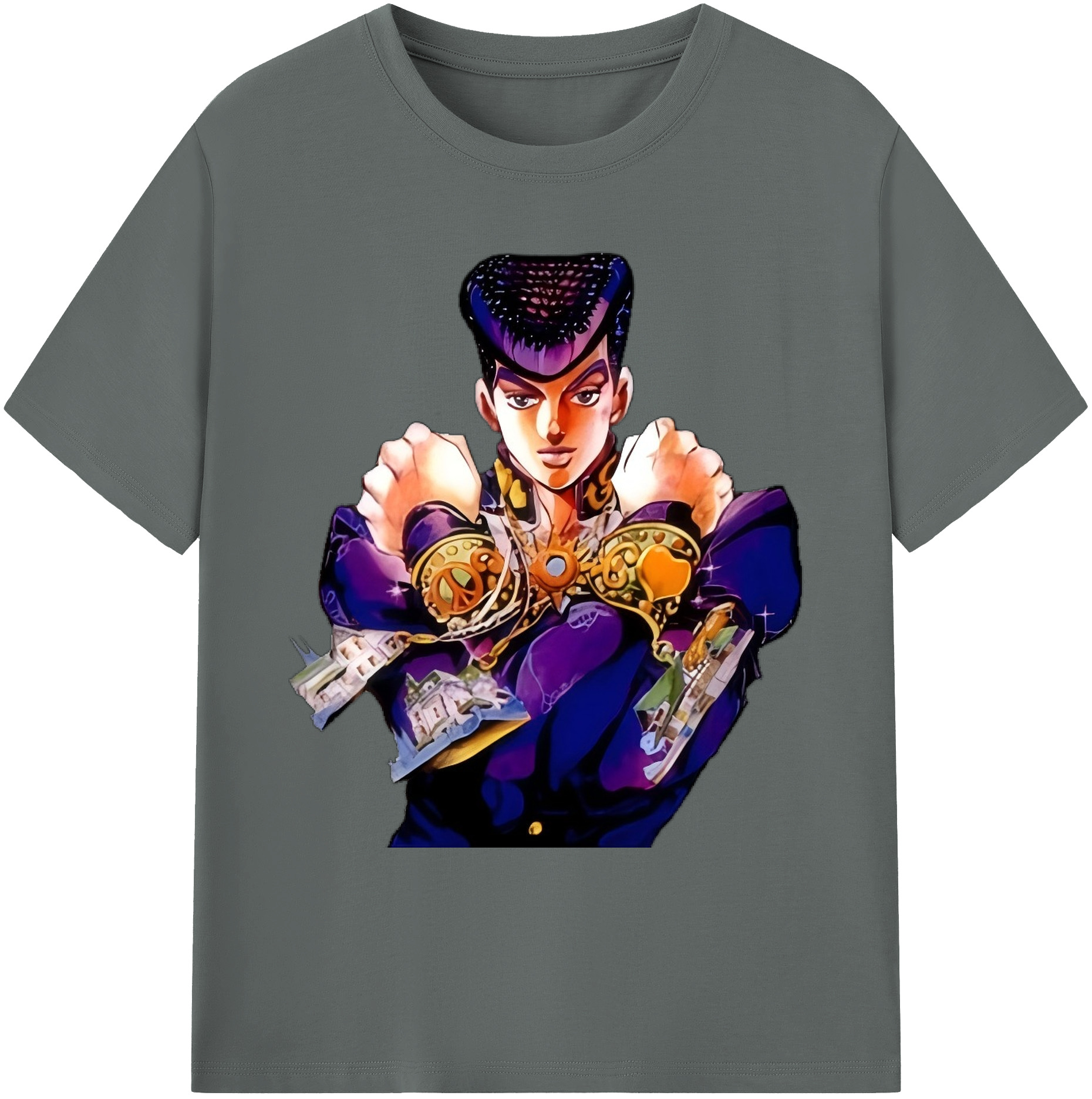（画像用） ジョジョの奇妙な冒険 ひがしかた じょうすけ JoJo's Bizarre Adventure Higashikata Josuke 綿100％ メンズ半袖Tシャツ｜肌触りやわらか＆通気性